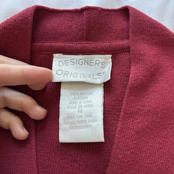 Vintage Womens‎ Medium Red Cardigan Sweater 100% Cotton Button Down Fall Autumn - Image 2