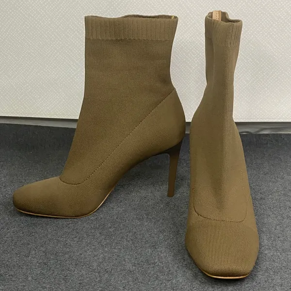 INC‎ Knit Sock Boots Women's Stiletto Heel Pull On Ankle Chic Taupe 8.5M EUC - Image 9