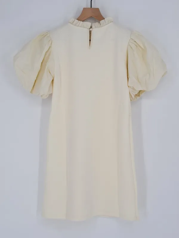 THML Cream Puff Sleeve Mock Neck Mini Dress Size S - Image 3