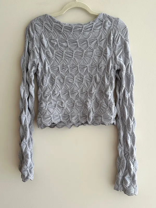 See You Monday Honeycomb Stretch Long Sleeve Top, Light Grey, Size Large - Image 12