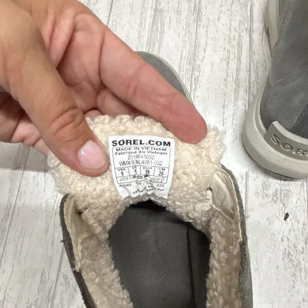 Womens Size 8 SOREL Gray Waterproof Lace-Up Faux Fur Lined Bootie EU39 UK6 - Image 5