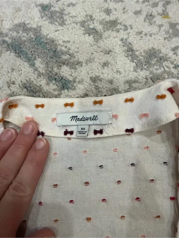 Madewell Ruffle-Hem Wrap Top in Clipdot White Multi 100% Cotton XS - Image 4