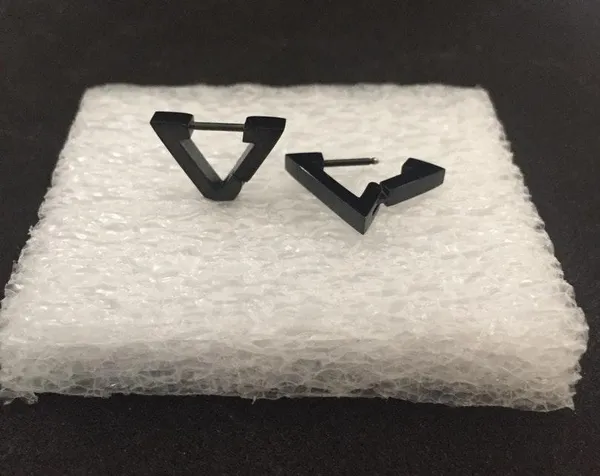 Handmade Black Triangle Stainless Steel Earrings - Image 2