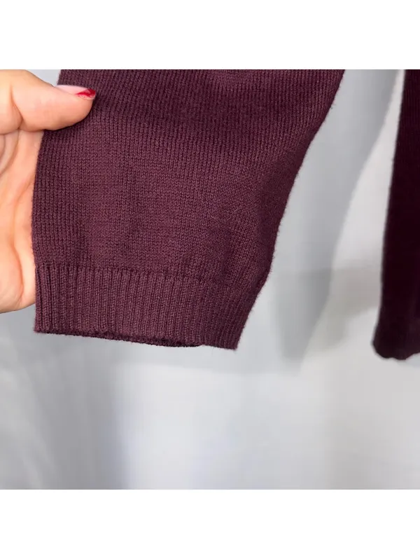 LOFT Outlet Large Burgundy Open Front Cardigan - Image 5