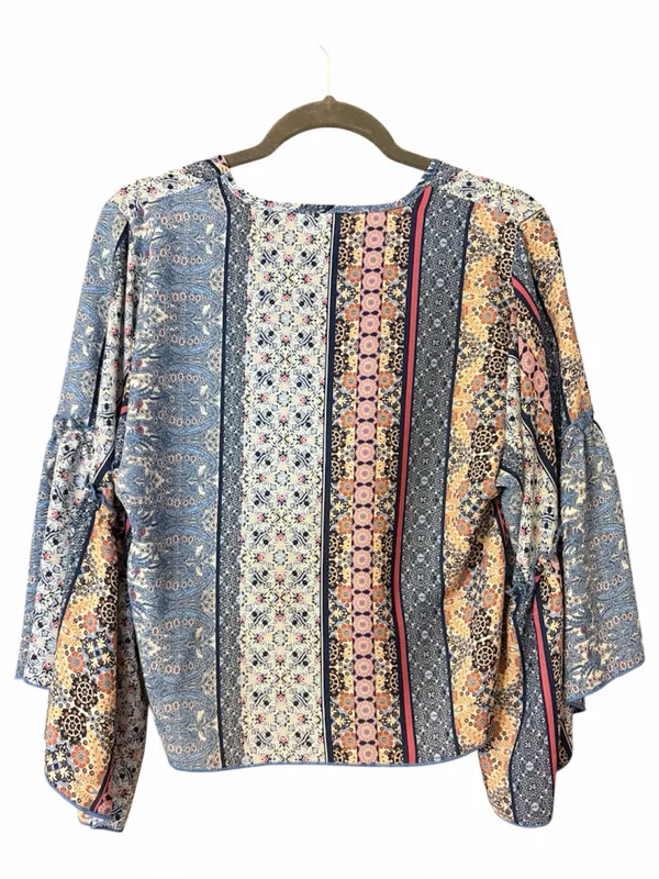 Lavender Field Boho Tie-Front Bell Sleeve Blouse - Image 2