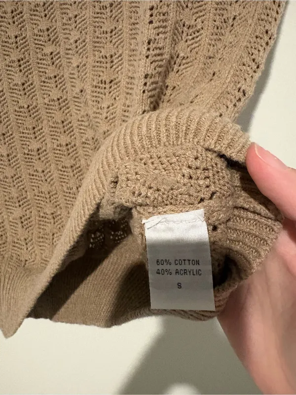 Frazzle Open-Knit‎ Sleeveless Sweater tan size small - Image 4