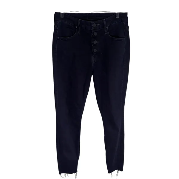Mother The Pixie Ankle Fray Jeans Holding Hands Dark Wash Button Fly Size 27 - Image 2