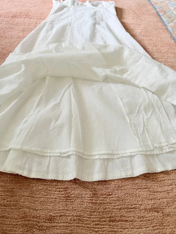 Zara White Eyelet Cotton Midi Sundress Corset Bustier Adjustable Straps NWT M - Image 8