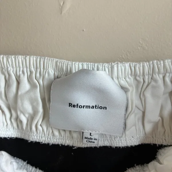 Reformation Colorblock Cami Tank Top Large Black White Womens Deadstock Knit - Image 3