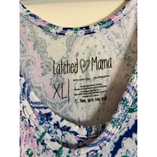 Latched Mama Maxi Dress Paisley Print Purple Blue Green XL Sleeveless‎ V Neck - Image 3