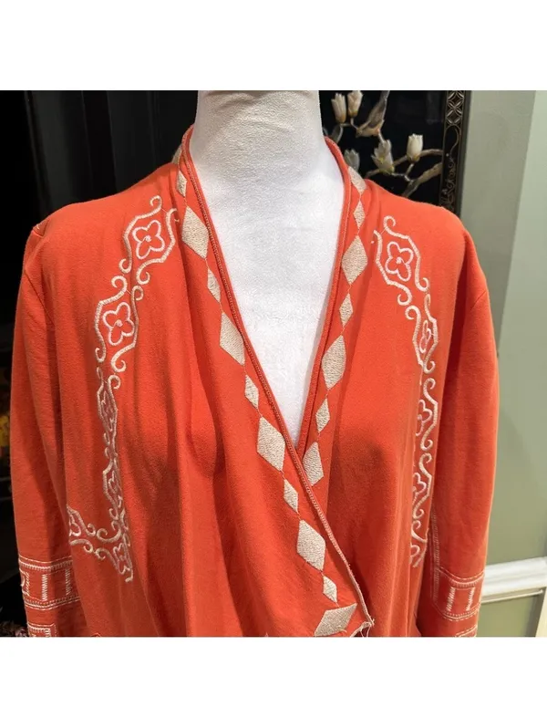 Monoreno Embroidered Open Front Cardigan – Size M - Image 3