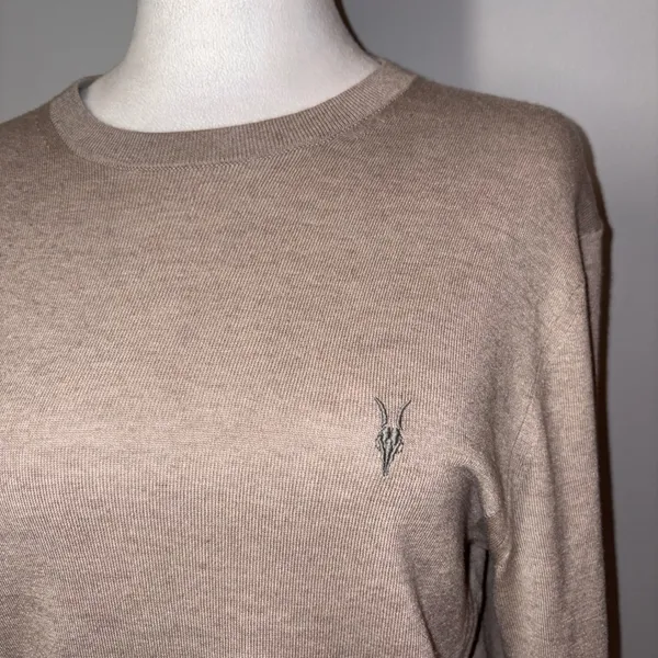 ALL‎ SAINTS Taupe Crew Neck Long Sleeve Sweater Lightweight - Image 2