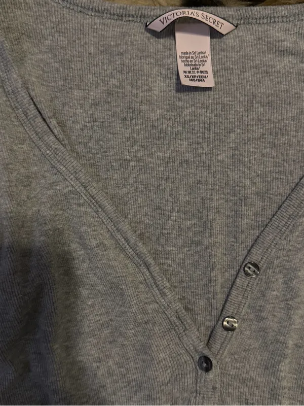Victoria's Secret Light Gray Long Sleeve Henley Top - Image 2