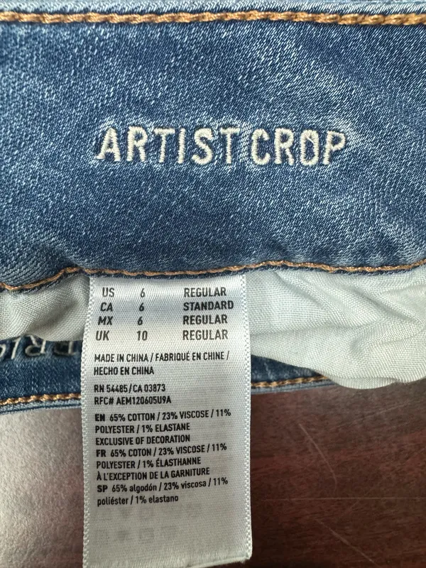American Eagle Super Super Stretch Artist Crop Distressed Jeans Size 6 - Image 5