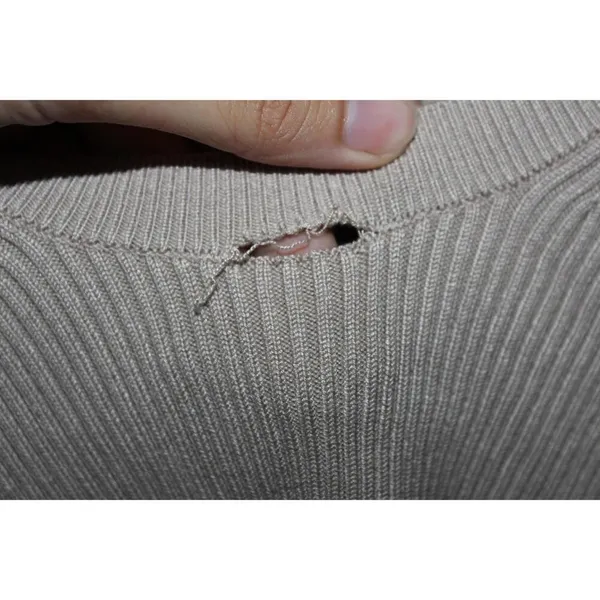 Abercrombie & Fitch Beige Tan Ribbed Knit Long Sleeve Scoop Neck Sweater Size XS - Image 5
