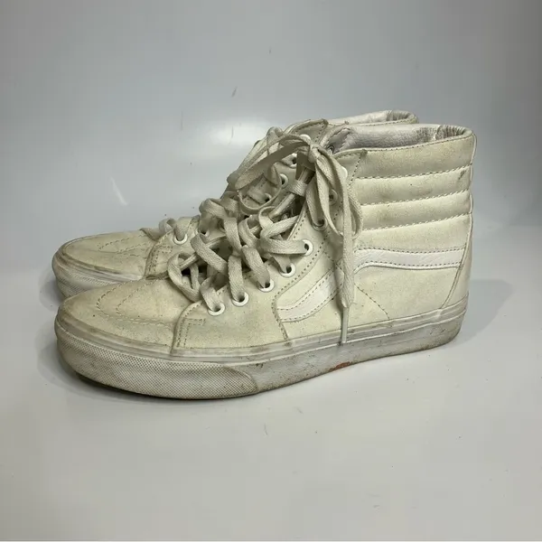 Vans all white canvas hightop‎ sneakers unisex sizing - Image 3