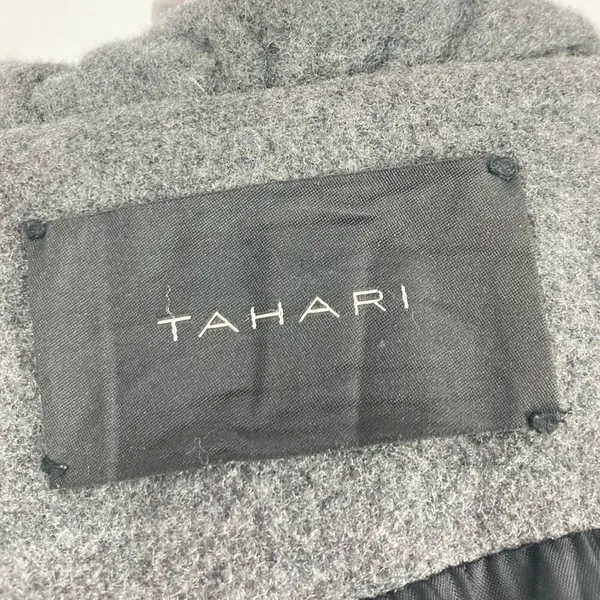 TAHARI Wool Blend Belted Shawl Collar Coat, Jacket in Grey - Image 9