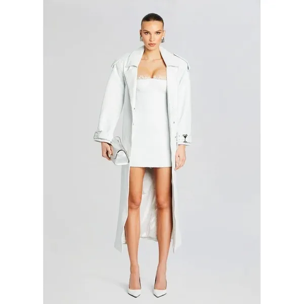 Retrofête Amberly Leather Strapless Mini Dress Optic White Size M‎ - Image 6