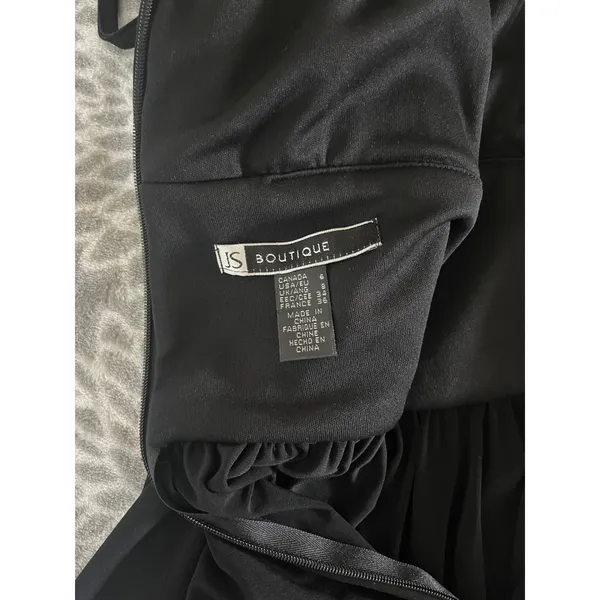 Black Beaded Waist Cocktail Dress 6 Halter Keyhole‎ LBD Elegant Glam Minimalist - Image 2