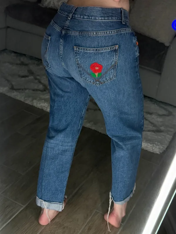 Roy Rogers blue ankle embroidered jeans Size 28 - Image 2