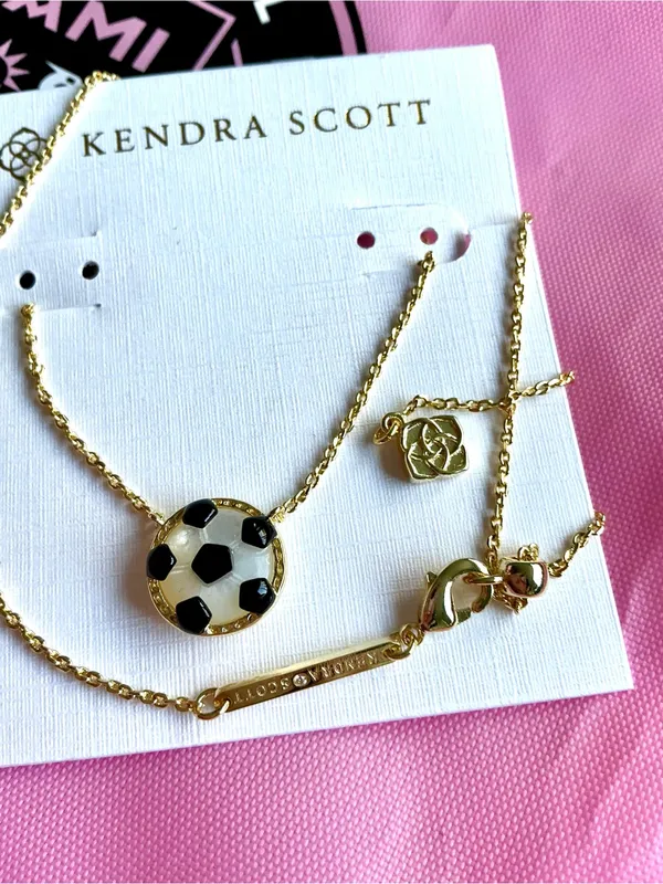 Kendra Scott Gold Soccer Pendant Necklace - Black & White - Image 4