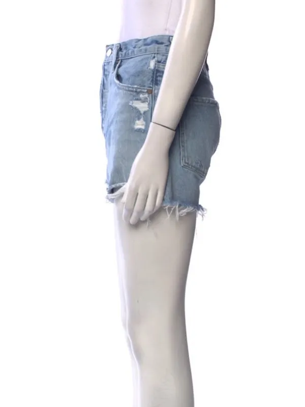 Agolde Light Wash Denim Shorts - Image 2