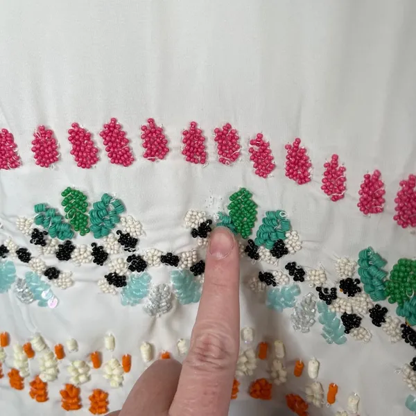 Anthropologie Leifnotes Beaded Chiffon White Tank Top 10 - Image 5