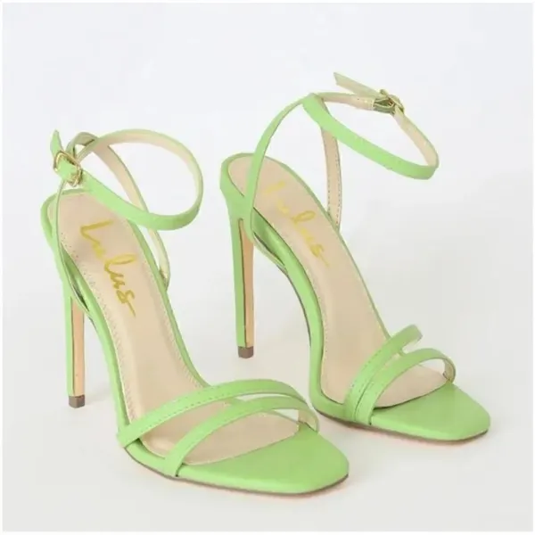 New Lulus Lianya Green Ankle Strappy Wrap Stiletto Shoes Size 7 - Image 2