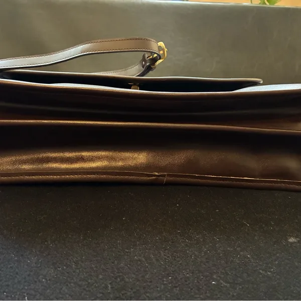 Chocolate Leather Briefcase Messenger Shoulder Strap Bag Brown - Image 10