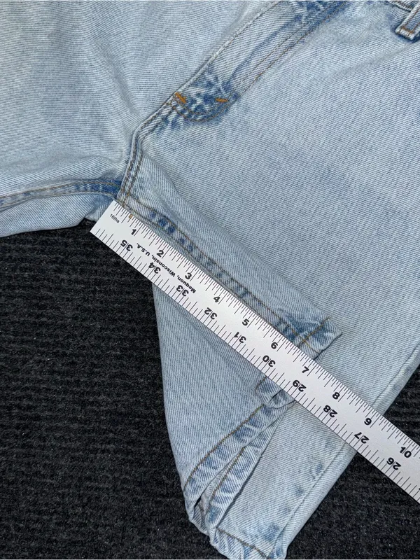 Vintage 90s Levis 950 Orange Tab Relaxed Denim Shorts Distressed 6 / 26 USA Made - Image 12