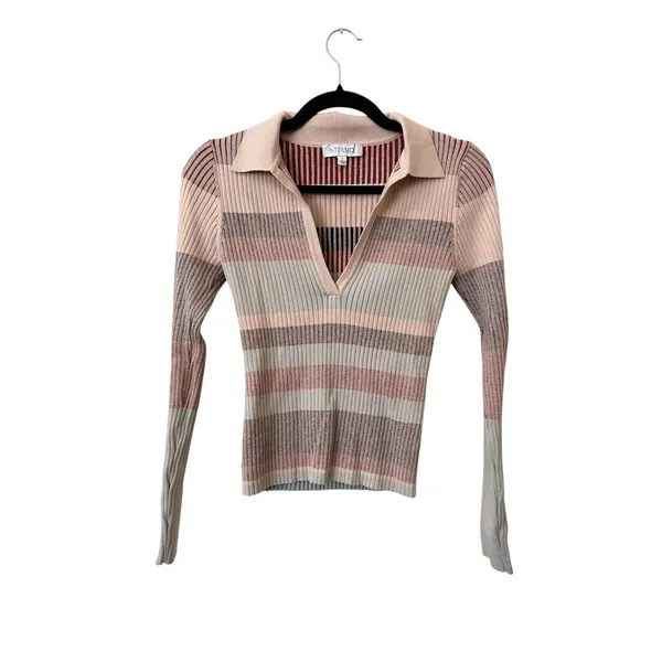 INTERMIX Reversed Stripe Knit Sweater Small - Image 3