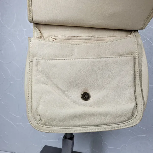 Vintage Fossil Crossbody Bag #75082 Medium Cream Soft Leather Adjustable Strap - Image 7