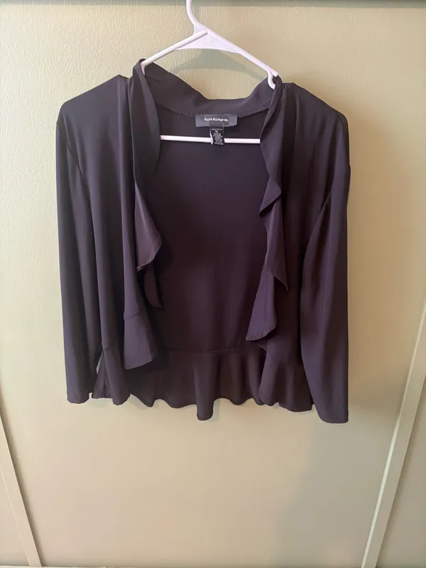 R&M Richard’s Ruffled Open Front Cardigan - Image 3