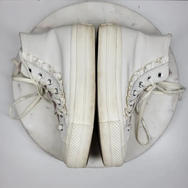 Converse CTAS Lift High Top Platform Leather Ruffle Sneakers Womens 6.5 White - Image 11