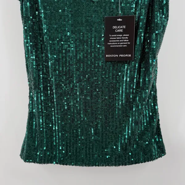 Boston Proper Tank Top Size XXS Sequin Emerald Green Cocktail Holiday Party NWT - Image 11