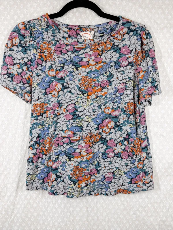 Anthropologie Conversations Floral Short Sleeve Modal Cotton Top - Image 2