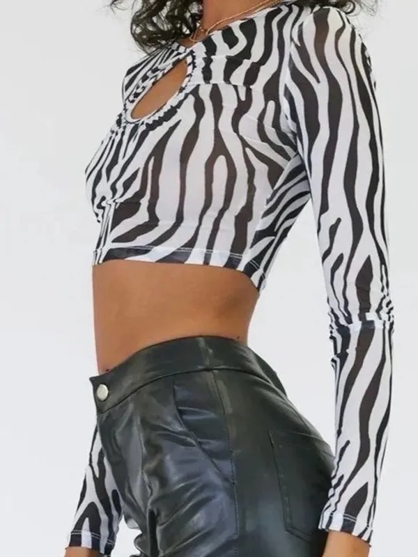 Princess Polly Zebra Mesh Keyhole Crop Top - Size US 2 / AU 6 - Image 5