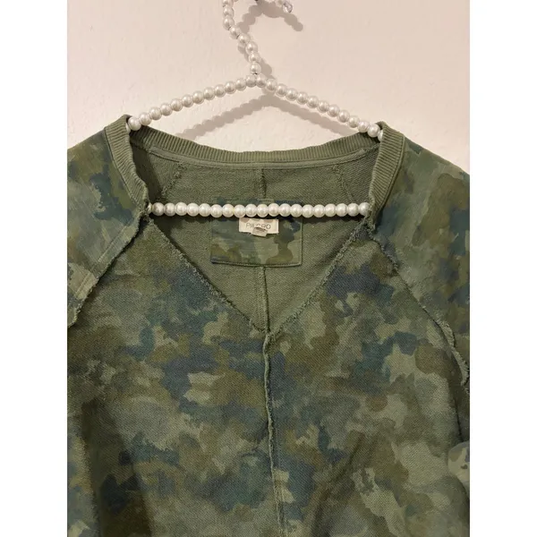 Anthropologie Pilcro Reworked Camo Sweatshirt Popover V-Neck Cropped Oversized - Image 6