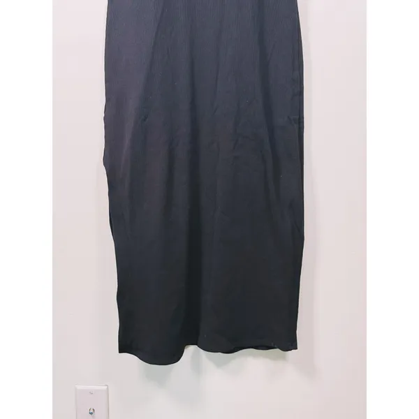 Abercrombie & Fitch Sleeveless Ribbed Side Slit Midi Dress Size S Tall Black LBD - Image 9