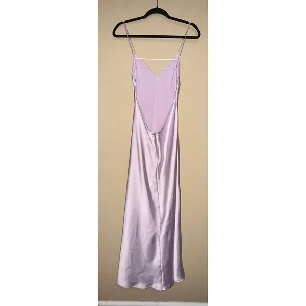 Zara NWT Lavender Satin Open Back Maxi Slip Dress V-Neck L Fairycore Romantic - Image 4