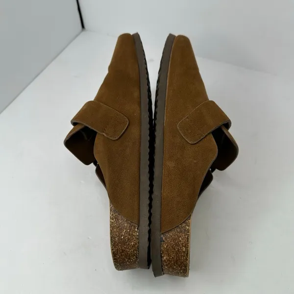 SM New York Brynlee Suede Clog Mules Sz 10 Tan Buckle Boston Style Slip On - Image 9