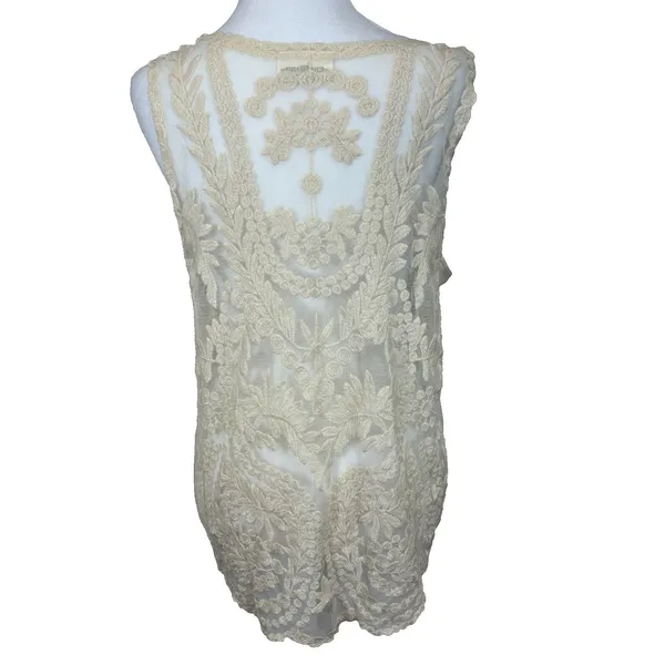 NWT Bobbie Brooks Lace Top‎ Womens Large Sheer Ivory Romantic Coquette Festival - Image 4