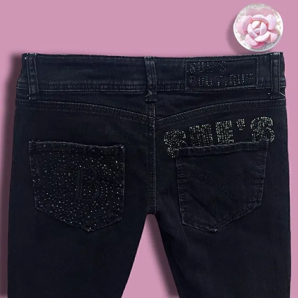 BIK BOK Black Bling cigarette Style Ankle Jeans Sues Boutique Sz M, 10 Long - Image 4