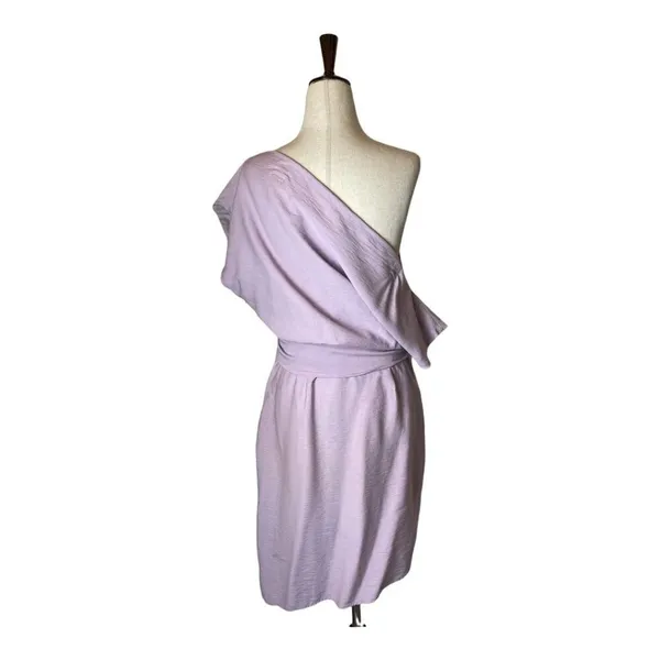 WISH Rise Purple‎ One Shoulder Tie Waist Asymmetrical Mini Dress Size S - Image 4