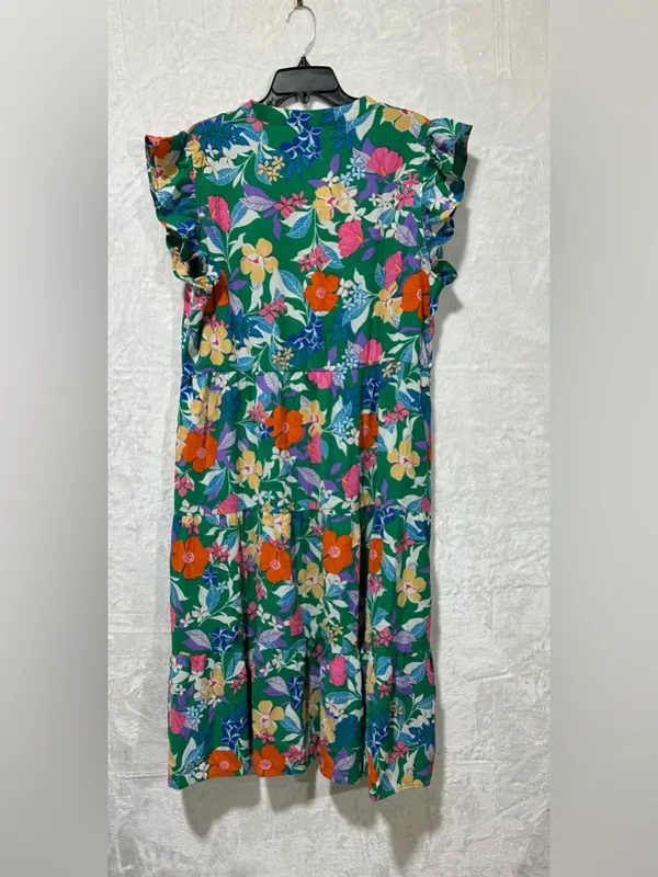 Pretty Garden Floral Cap Sleeve V neck flowy Midi Dress Size XXL new with tags - Image 3