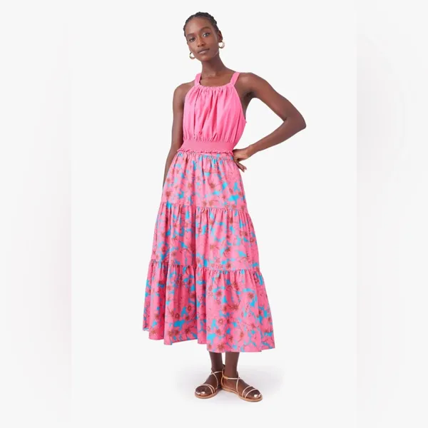 XiRENA Angeline Midi Tiered Skirt Formentera Pink L - Image 3