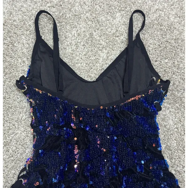 iHeartRaves Sequin Burnout Lace Up Bodysuit Rave Festival Party EDM Size S - Image 10