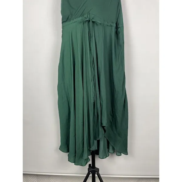 Selfie Leslie Forest Green Ava Cowl Neck Satin Drawstring Midi Dress Size XS‎ - Image 7