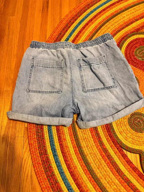 Liverpool Light Blue Denim Drawstring Utility Shorts - Image 2
