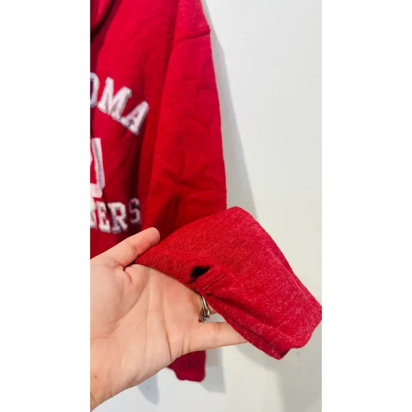 THE ORIGINAL RETRO BRAND Crimson Red Cowl Neck Pullover Distressed OU sz Large - Image 6